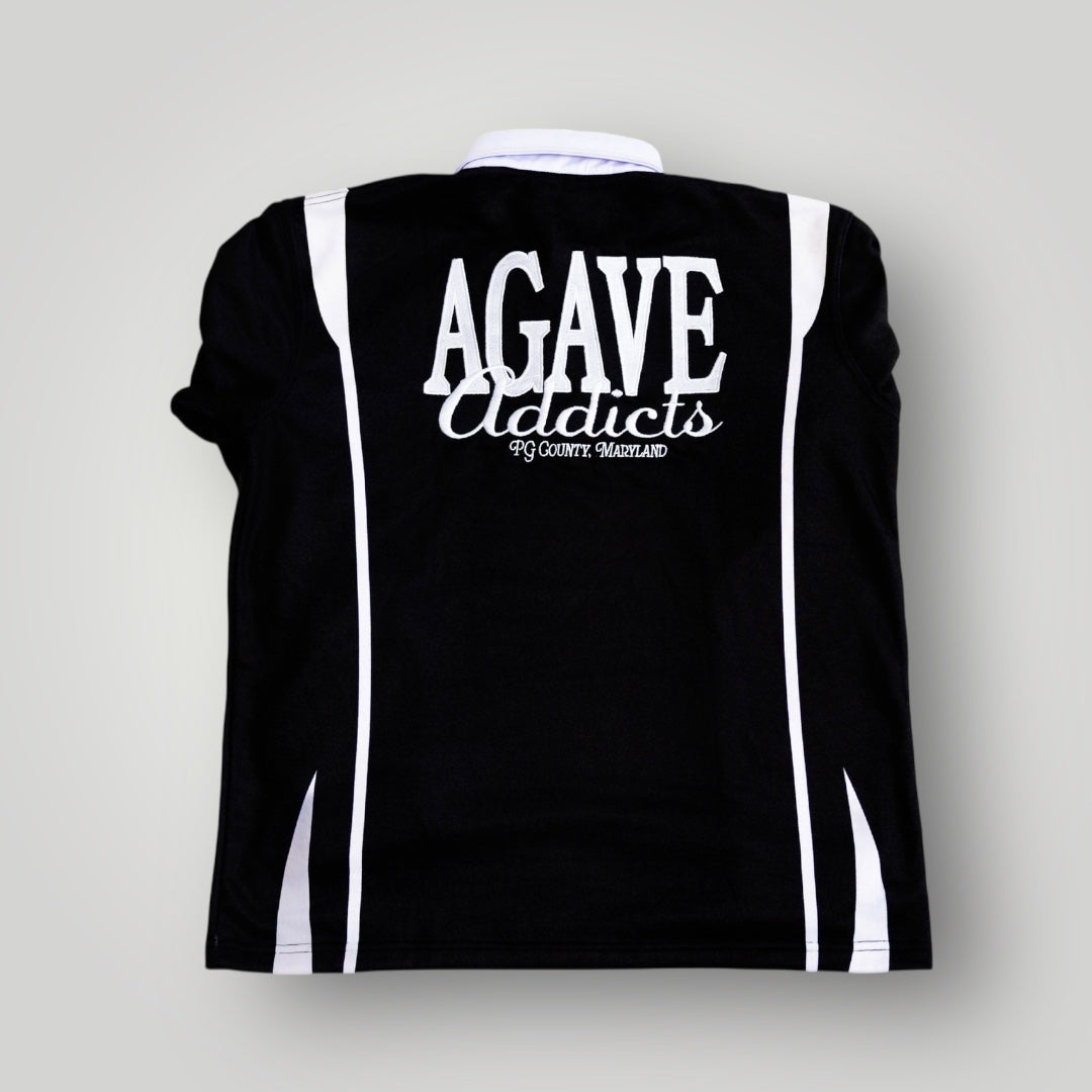 AGAVE ADDICTS LONG-SLEEVE POLO [BLACK]